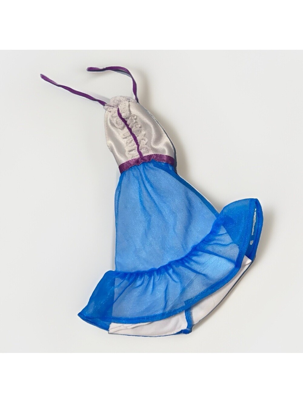 Vintage 1979 Barbie Best Buy Blue Halter Dress White Bodice Purple Trim 3788